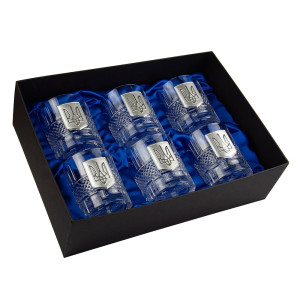 Набір келихів для віскі «Тризуб» Boss Crystal, 6 келихів, срібло, кришталь