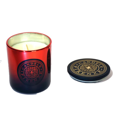 Свічка у склі 100x90мм червоний металік з чорним відтінком з ароматом Данте