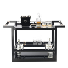 Elia Black Bar Cart with Horn Inlays