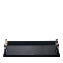 Isacco Rectangular Black Tray with Horn Inlays