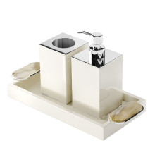 Argentella Ivory Set of Soap Dispenser and Toothbrush Holder