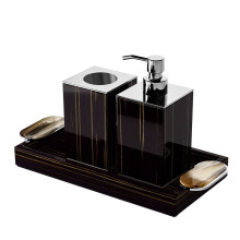 Argentella Ebony Set of Soap Dispenser and Toothbrush Holder