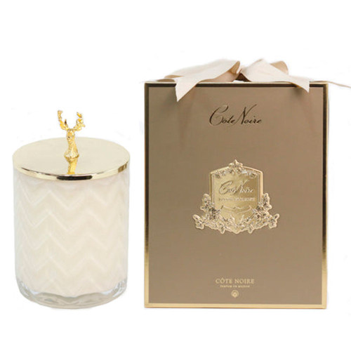 Herringbone Candle – Cream & Gold Deer – Saigon Garden