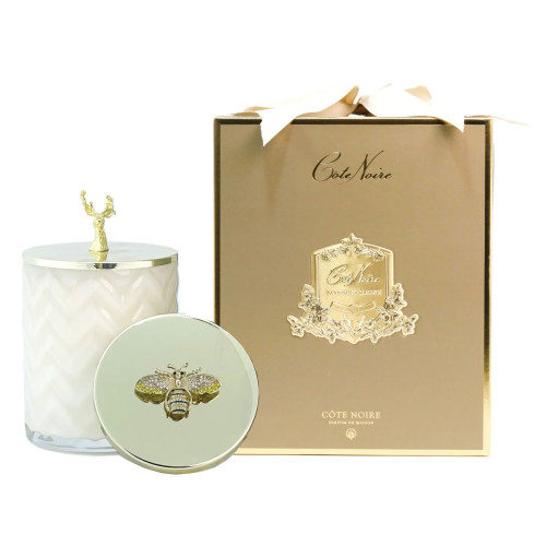 Herringbone Candle – Cream & Gold Deer – Saigon Garden