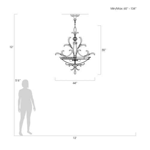 Beveled Arcs 44" Round Pendant