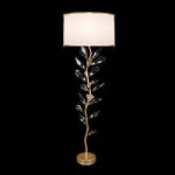 .Standard Gold Leaf w/Champagne Fabric Shade 