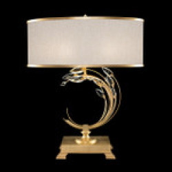 .Standard Gold Leaf w/Champagne Fabric Shade 