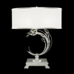 .Standard Silver Leaf w/White Fabric Shade 