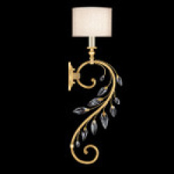 -Standard Gold Leaf w/Champagne Fabric Shade 