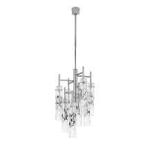 Bamboo Chrome Frame Glass Chandelier