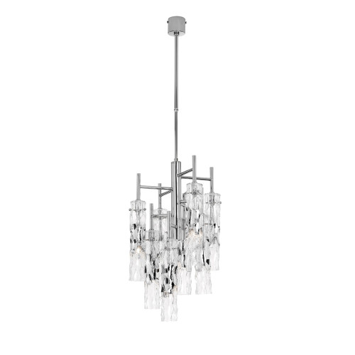 Bamboo Chrome Frame Glass Chandelier