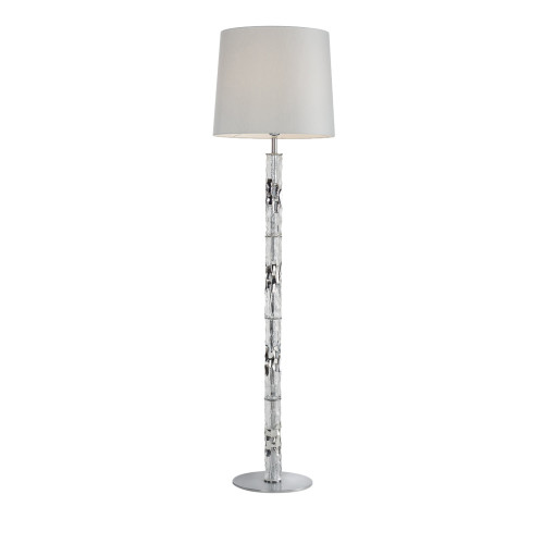 Bamboo Cromo Floor Lamp with Gray Shade