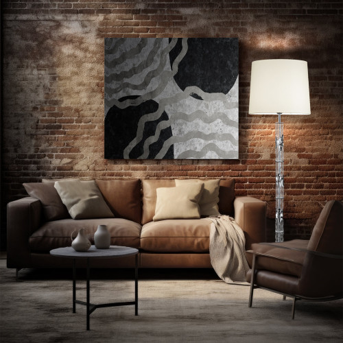 Bamboo Cromo Floor Lamp with Gray Shade