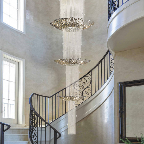 Chrysalis Black Aubergine Chandelier with Nickel Chains