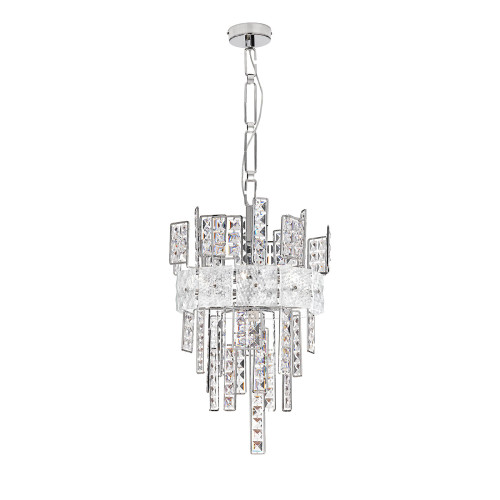 Crystalline Silver Frame Transparent Crystal Chandelier