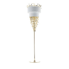 Groovy White Velvet and Light Gold Floor Lamp