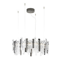 Artic Chandelier with metal frame and clear pulegoso and hammered glass