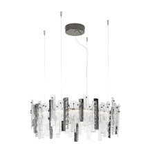 Artic Chandelier with metal frame and clear pulegoso and hammered glass