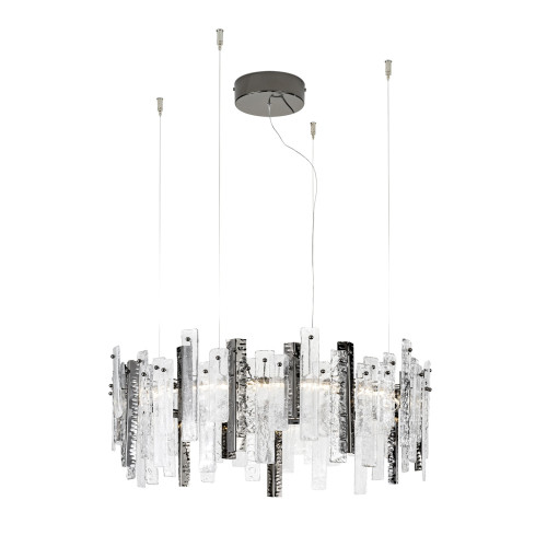 Artic Chandelier with metal frame and clear pulegoso and hammered glass