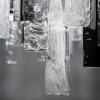 Artic Chandelier with metal frame and clear pulegoso and hammered glass