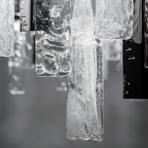 Artic Chandelier with metal frame and clear pulegoso and hammered glass