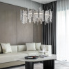 Artic Chandelier with metal frame and clear pulegoso and hammered glass