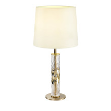 Bamboo Gold Glass Table Lamp with Ivory Shade