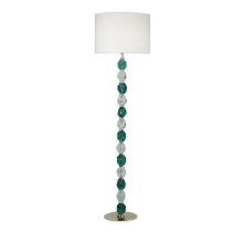 Charme Aquamarine and Clear Glass Floor Lamp with Ivory Shade