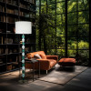Charme Aquamarine and Clear Glass Floor Lamp with Ivory Shade