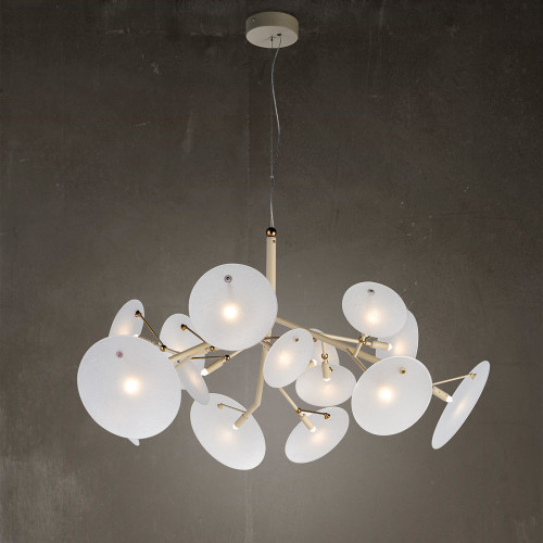 DP Glossy Quartz and White Glass Chandelier