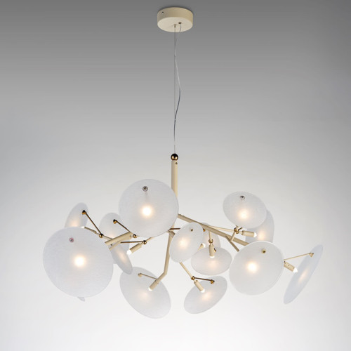 DP Glossy Quartz and White Glass Chandelier