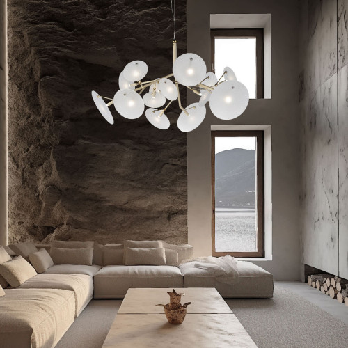 DP Glossy Quartz and White Glass Chandelier