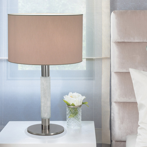 Weave Pure steel with Tortora Chinette lampshade Table Lamp