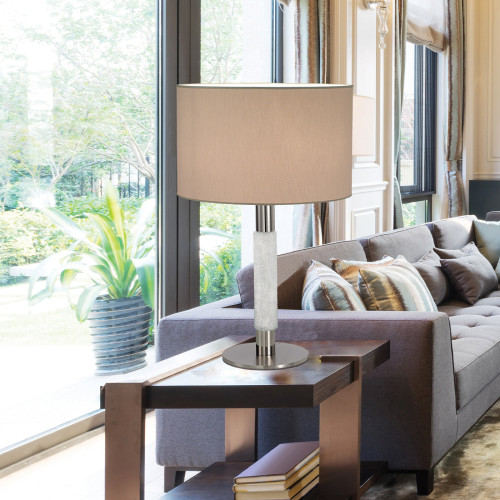 Weave Pure steel with Tortora Chinette lampshade Table Lamp