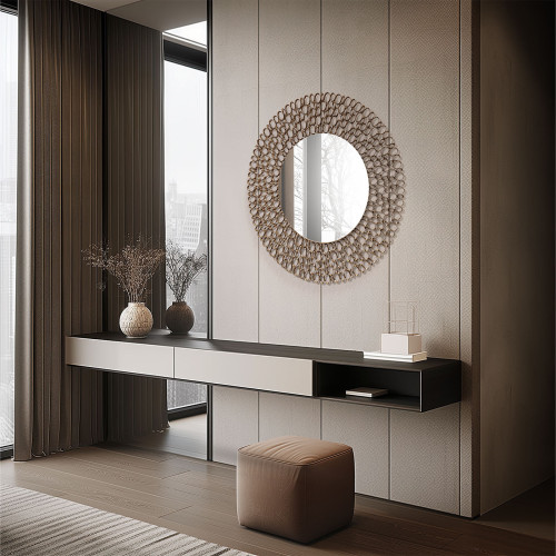 Chrysalis Round Gold Metal Wall Mirror