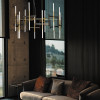 Ekle Burnished Corten Metal and Brushed Gold Chandelier