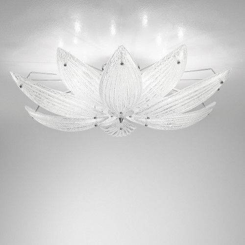 Paradise Chrome with Silver Leaf Glass Ceiling Lamp