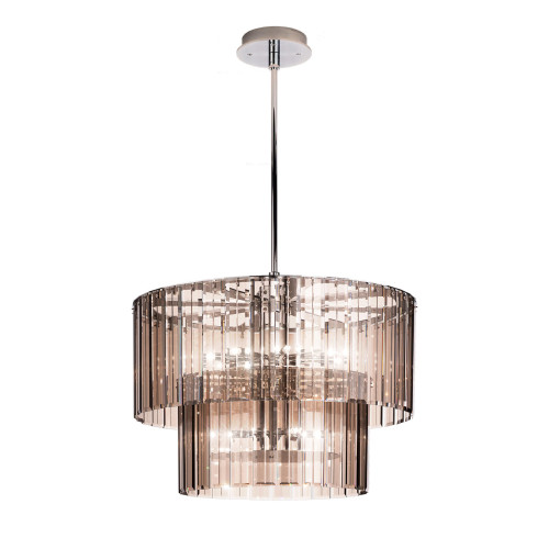 Roma Chrome with Bronze Glass Chandelier