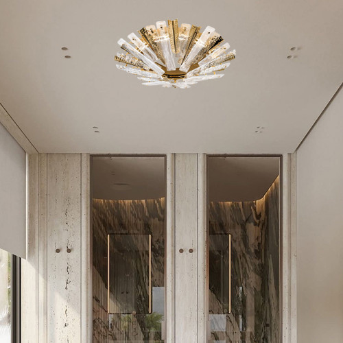 Artic Light Gold and Clear Glass Ceiling Lamp