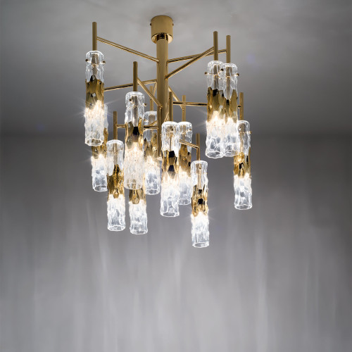 Bamboo Gold Glass Chandelier
