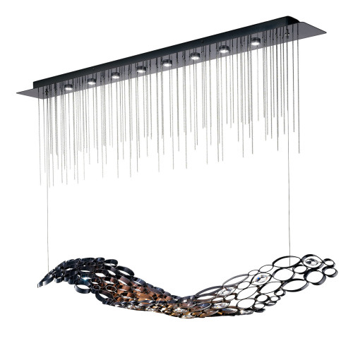 Chrysalis Chandelier with Nickel Chains and Black Aubergine finish