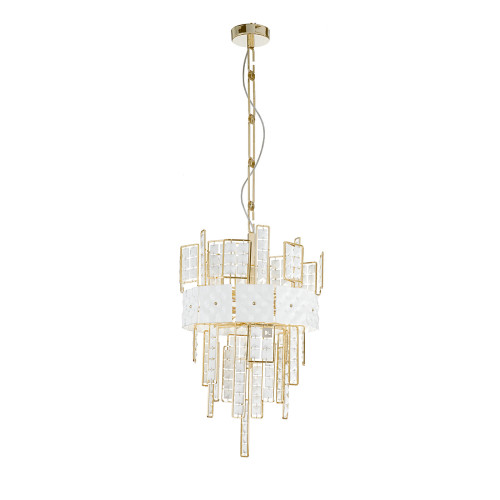 Crystalline Small Gold Frame White Crystal Chandelier