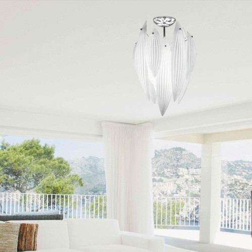 Paradise Chrome with Silver Leaf Glass Ceiling Lamp