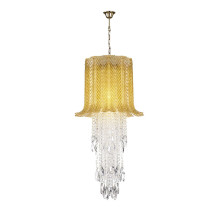 Ambra Transparent Crystal and yellow Glass with gold details Chandelier