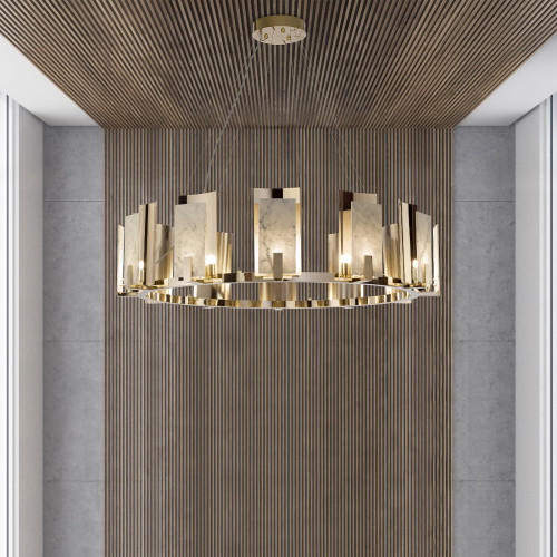 Carrara Marble Round 12-Light Chandelier