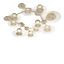 Crystal Hammered Metal 10-lights Ceiling Lamp