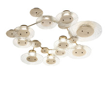 Crystal Hammered Metal 10-lights Ceiling Lamp