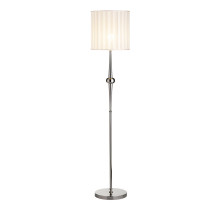 Silver Finish Brass With White Fabric Lampshade Floor Lamp
