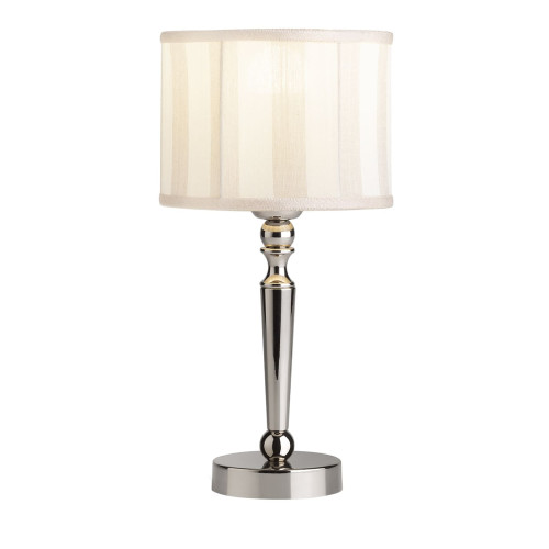 Silver Finish Metal With White Fabric Lampshade Table Lamp