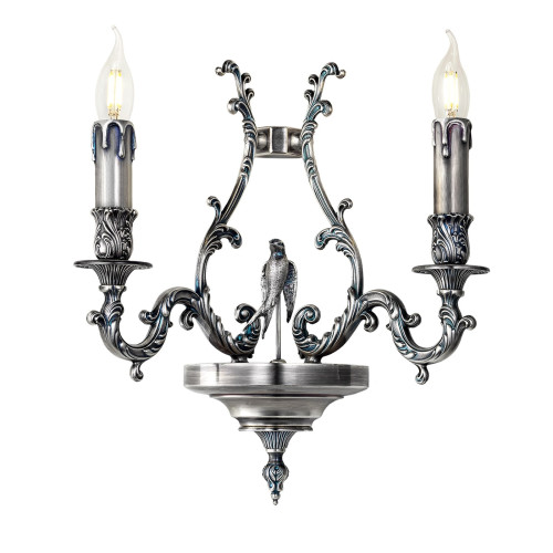 Bird 2-Light Blue-Silvery Sconce